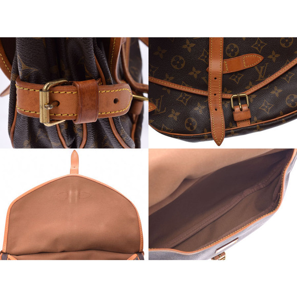 Louis Vuitton Monogram Brown Leather Shoulder Saumur Bag - Picture 8 of 12
